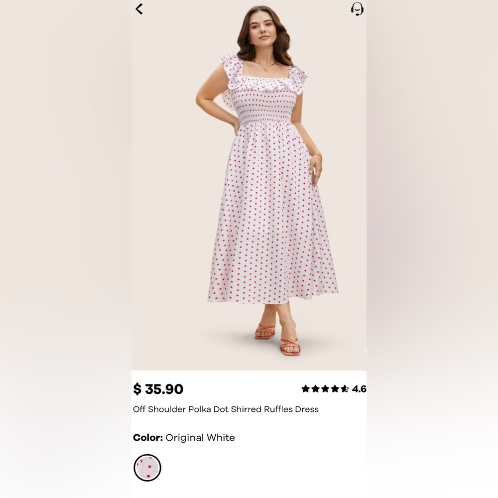 New with tags BloomChic size 10
Off the shoulder polka dot shirred ruffles dress